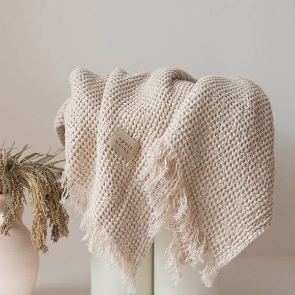 Cream waffle online throw