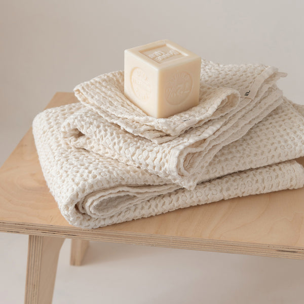 Cream white linen kitchen towels handmade. Thick waffle linen dish towels.  Eco-friendly linen tea towels small and medium.